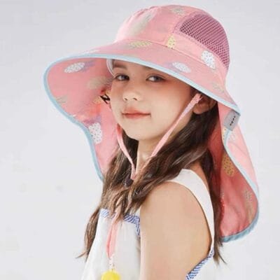 Sun Hat- Pink Pineapple Print