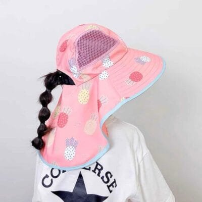 Sun Hat- Pink Pineapple Print