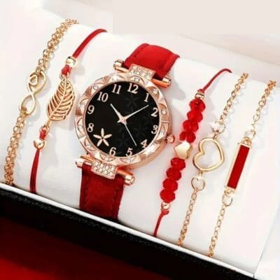 Watch Set- 6 Pcs Quartz Red Rush