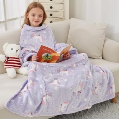 Wearable Lounge Blanket For Kids- Unicorn & Stars