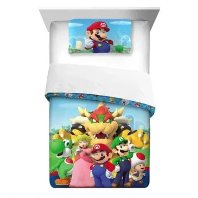 Kids Comforter Set, 2PC Reversible, Twin/Full- Super Mario Bros.