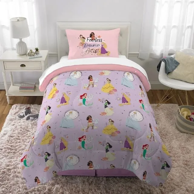 Kids Comforter Set, 2PC Reversible, Twin/Full- Disney Princess