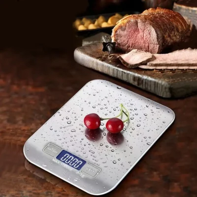 Kitchen Scale- Compact, Digital, Stainless Steel- Silver