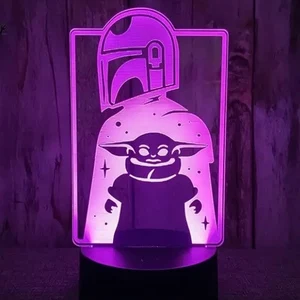 thumbnail image 2 of Mandalorian Star Wars 3D Night Light – 14 Colors With Remote & USB – Cool Lamp For Fans 2 of 6