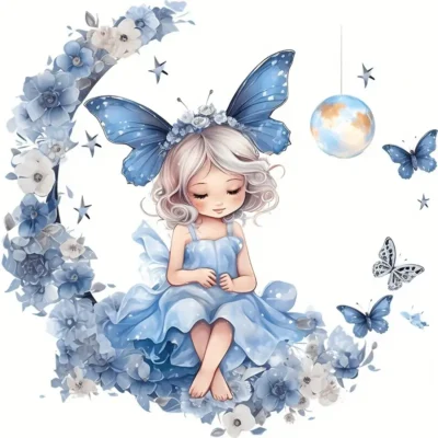Decal: Nursery- Blue Fairy on Moon