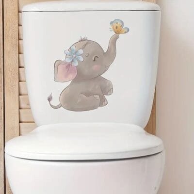 Decal: Bathroom- Elephant & Butterfly