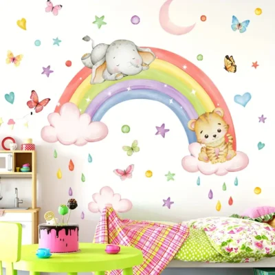 Decal: Nursery- Tiger on Rainbow