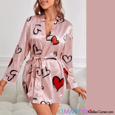 Adult Lounge Robe- Pink Hearts