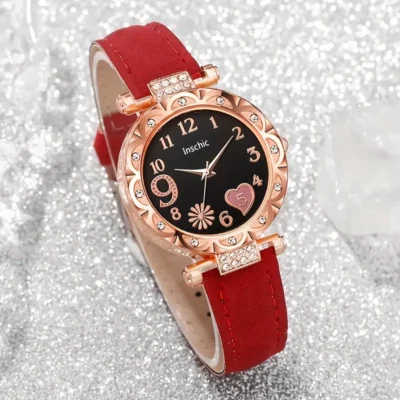 Watch Set- 6 Pcs Quartz Red Heart