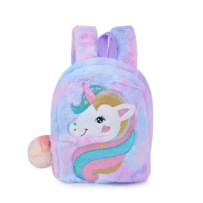 Fluffy Unicorn Mini Backpack- Purple Tie Dye