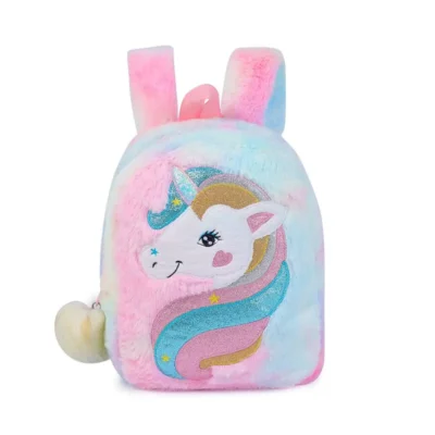 Fluffy Unicorn Mini Backpack- Pink Tie Dye