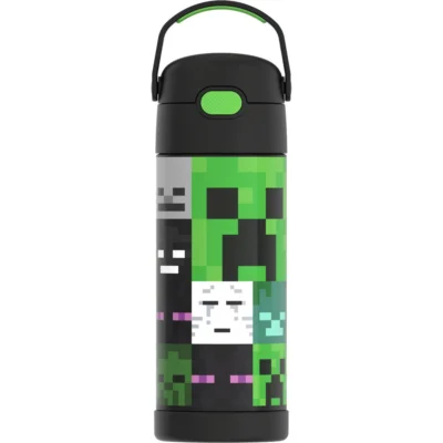 Thermos Stainless Steel Bottle with Straw, Minecraft, 14oz