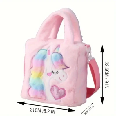 Fluffy Unicorn Cross Body Bag- Pink
