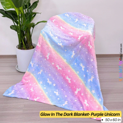 Glow In The Dark Blanket- Unicorn Purple Multi