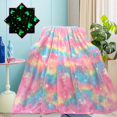 Glow In The Dark Blanket- Tie Dye Unicorn