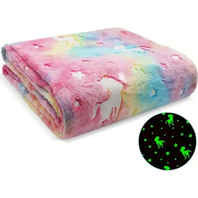 Glow In The Dark Blanket- Tie Dye Unicorn