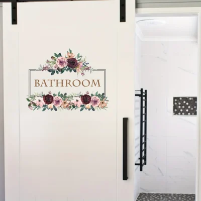 Decal: Bathroom- Floral Pink Maroon