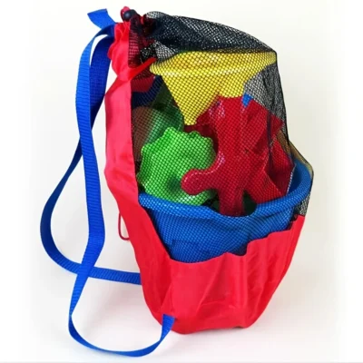 Beach Mesh Toy Bag- Nylon, red