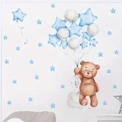 Decal: Nursery- Bear Balloon Blue