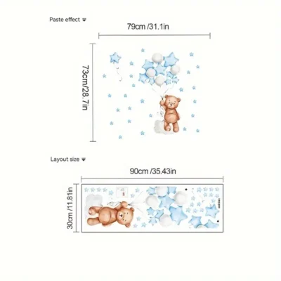 Decal: Nursery- Bear Balloon Blue