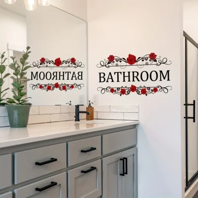 Decal: Bathroom- Floral Red