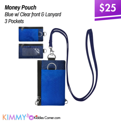 Money Pouch w/ Lanyard & ID Slot RFID- Blue