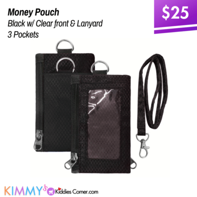 Money Pouch w/ Lanyard & ID Slot RFID- Black