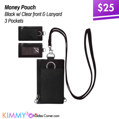 Money Pouch w/ Lanyard & ID Slot RFID- Black