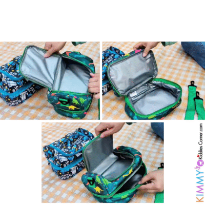 Lunch Bag- Green Dinosaur- Double Compartment