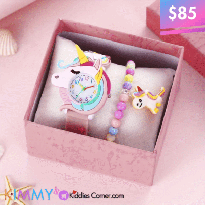 Girls Watch Set- Unicorn Berry Pink