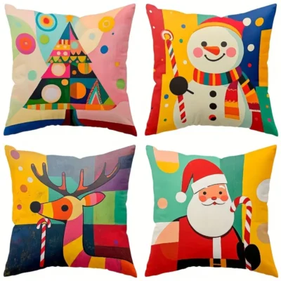 Pillow Covers- 4PC Set- Festive Holiday  -18x18"
