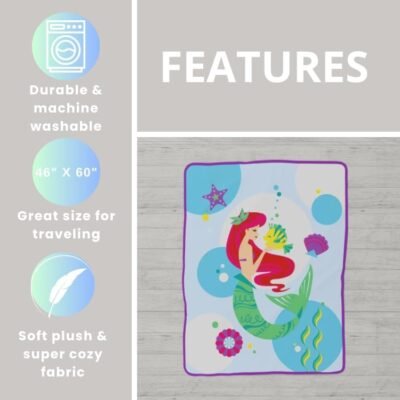 Disney The Little Mermaid Ariel Soft Throw Blanket, 46