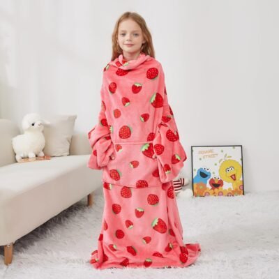 Wearable Lounge Blanket For Kids- Strawberrry