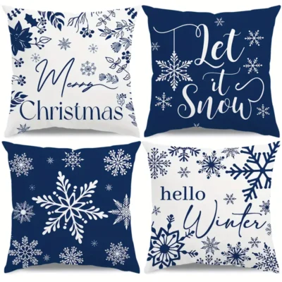 Pillow Covers- 4PC Set- Hello Winter Christmas -18x18