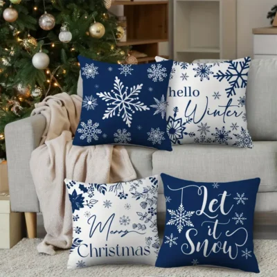 Pillow Covers- 4PC Set- Hello Winter Christmas -18x18"