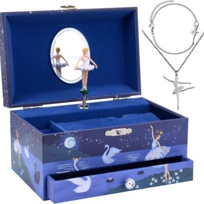 Musical Jewellery Box- Ballerina & Swan Set w/ Necklace & Bracelet