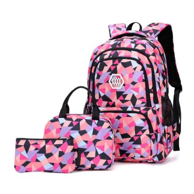 Backpack Set 18.9"- Large: Pink Geometric
